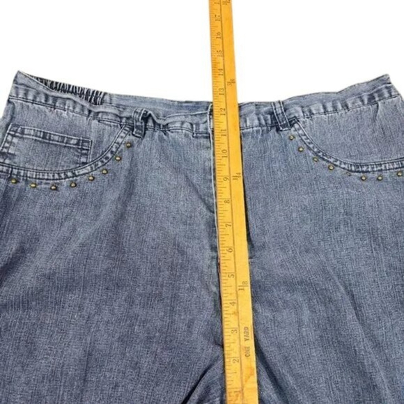 Alfred Dunner Jeans Women’s 16 High Rise Blue Studded Straight Leg Denim - Picture 9 of 12